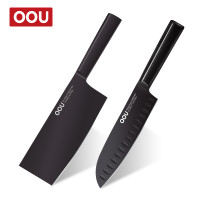 OOU!黑刃升级款菜刀厨师刀两件套