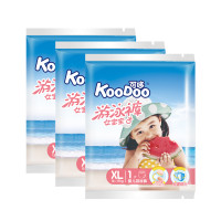 可哆（KooDoo）游泳裤 婴儿尿不湿独立真空包装一次性防水纸尿裤拉拉裤3片女宝XL码