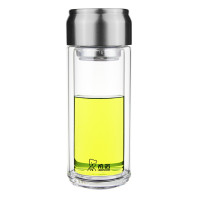 希诺(heenoor) XN-6773 72*196mm 325ml 双层玻璃杯 便携水杯带滤网带盖(计价单位:个) 白色
