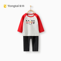 童泰秋季新款婴儿衣服套头外出服1-5岁男女宝宝圆领上衣休闲套装 红色 100cm