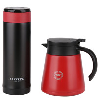 肖邦喜禅杯壶套装办公不锈钢杯350ML 壶800ML红色 CB-T97 CB-T97