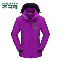 木林森(MULINSEN)户外加绒加厚可拆卸情侣三合一两件套冲锋衣 女款-玫红 L