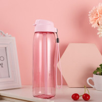 特百惠(Tupperware)乐动塑料随心壶750ml大容量运动便携水杯子带吸管拎绳 草莓粉 750ml