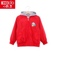 小红豆童装女童秋装外套连帽儿童棒球服运动上衣休闲外套假两件 红色 110cm