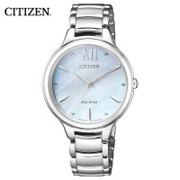 西铁城（CITIZEN）花语风吟光动能系列时尚休闲女表EM0550-83N【钢带蓝盘简约女表】