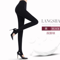 浪莎1200D打底袜 薄绒连裤袜女 秋冬款拉绒肉色打底裤 春秋季踩脚裤袜 黑2条踩脚 1200D【适合8-20度45-65KG】