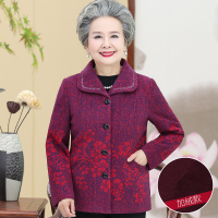迪鲁奥（DILUAO)中老年人秋装女上衣妈妈秋冬外套农村奶奶装加绒衣服60岁70老人穿_694 梅花红色加绒款(单件) XXXL