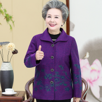 迪鲁奥（DILUAO)中老年人秋装女奶奶薄款外套60岁70妈妈春秋上衣老人衣服太太婆婆_974 紫色(单件上衣) 3XL(建议125-135斤)