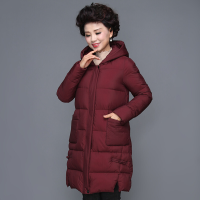 迪鲁奥（DILUAO)高端品质反季妈妈秋冬装外套中长款40岁50大码袄中老年女装_265 6XL(建议165斤-180斤左右) 酒红色(镜面)