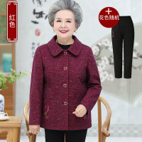 迪鲁奥（DILUAO)轻奢品质中老年人秋装女外套奶奶服装妈妈休闲上衣老人衣服太太春秋款舒适_202 红色上衣+春秋长裤 2XL建议100-120斤左右详情咨询客服