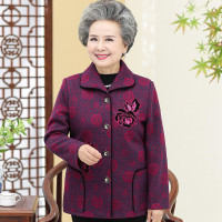 迪鲁奥（DILUAO)奶奶装秋装60岁70老年人女妈妈春秋唐装80老人上衣服太太老妈外套新款女装_706 紫红色 5XL(130斤以下)