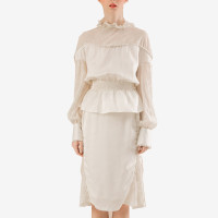 YIRII BY YI 气质款进口植绒拼接珍珠装饰半身裙 白色 白色 M