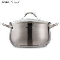 铂帝斯（BODEUX） 爱丽舍系列304不锈钢汤锅24cm三层复打底可视玻璃盖 迅速导热 电磁炉燃气通用
