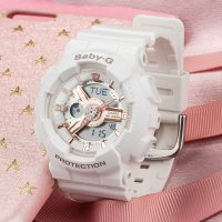 Casio卡西欧手表女baby-g双显防水女士运动电子情侣女表 石英表 女 BA-110 BA-110RG-7A奶油白金