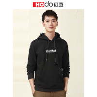 HODO红豆男装 男士卫衣 秋季时尚休闲舒适简约套头连帽运动卫衣男 S5黑色 175/92A
