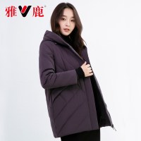 yaloo/雅鹿羽绒服女冬季休闲外套2019新款加厚保暖时尚冬装F 灰紫色 175/2XL