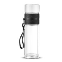四喜悠品 茶水分离泡茶杯双层玻璃杯300ml 白色