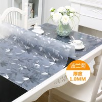 pvc透明餐桌垫软塑料玻璃桌布防水防烫防油免洗茶几垫长方形台布_1_918 80*80cm 波兰菊1.0
