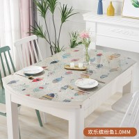 椭圆形餐桌布可折叠伸缩桌垫透明软塑料玻璃防水防烫防油免洗桌布_1_320 中间椭圆部分81*135cm 欢乐缤纷鱼1.0mm【环保无味】