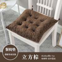 条纹坐垫现代简约布艺毛绒坐垫加厚学生椅子垫办公室坐垫凳子垫_2 温暖水晶绒，家用餐椅均适用 餐椅垫40*40厚6-7cm*立方棕