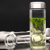 希诺 XN-6052 单层玻璃杯 420ml 加厚带盖透明家用水杯 (单位:个) 图片色