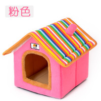 宠物室内别墅狗屋狗舍猫房子冬季保暖狗狗的窝可拆洗冬屋法斗_1 L码-【二十斤以内宠物】 粉红色