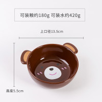 宠物猫碗狗碗狗盆猫食盆猫咪狗狗用品狗食盆陶瓷双碗饭盆多省_6_874 陶瓷碗（小型犬和猫咪可用） 萌趣熊棕色
