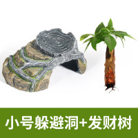 晒龟台乌龟晒台爬台龟缸晒背石躲避洞晒背养龟天然石头爬坡台造景 默认尺寸 小号+发财树.
