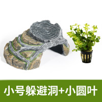 晒龟台乌龟晒台爬台龟缸晒背石躲避洞晒背养龟天然石头爬坡台造景 默认尺寸 小号+小圆叶水草