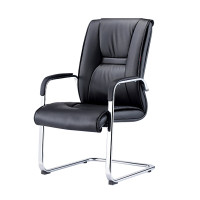 卓澳(ZHUOAO)办公电脑椅会议家用弓形皮质椅职员老板班前椅-加厚钢架 黑色