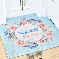 北欧塑料丝圈地垫入户垫家用玄关卧室地毯可裁剪蹭脚垫子 90*120cm 魔法丛林可裁丝圈地垫