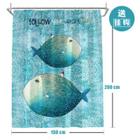 ins北欧浴帘浴室防水布淋浴房隔断挂帘加厚防霉卫生间套装免打孔_3 默认尺寸 大鱼小房子浴帘宽150高200cm送钩