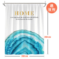 洗澡间浴帘套装隔断帘卫生间防水布沐浴家用免打孔浴室布帘子防霉_1 默认尺寸 冰海浴帘200*200cm送钩