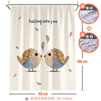 浴帘防水布卫生间浴室窗帘套装免打孔挡水帘遮光隔断挂帘 默认尺寸 【套餐含杆优惠10元】80*180cm