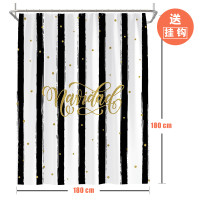 美式黑白条纹浴帘加厚防水防霉隔断帘不透明洗澡间家用卫生间挂帘_1 默认尺寸 黑粉香氛浴帘180宽*高180cm送钩