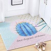 北欧丝圈地垫入户进可裁剪家用地毯玄关客厅塑料pvc免洗垫 50*120cm 巨型多肉可裁丝圈地垫