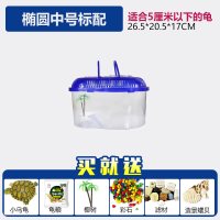 乌龟缸带晒台小鱼缸养乌龟专用缸塑料手提盆水陆缸送小乌龟 默认尺寸 椭圆中号标配送乌龟
