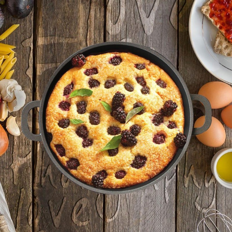 宝迪berndes德国进口28cm平底双耳带盖高身无油烟不粘锅汤锅炖锅荷兰