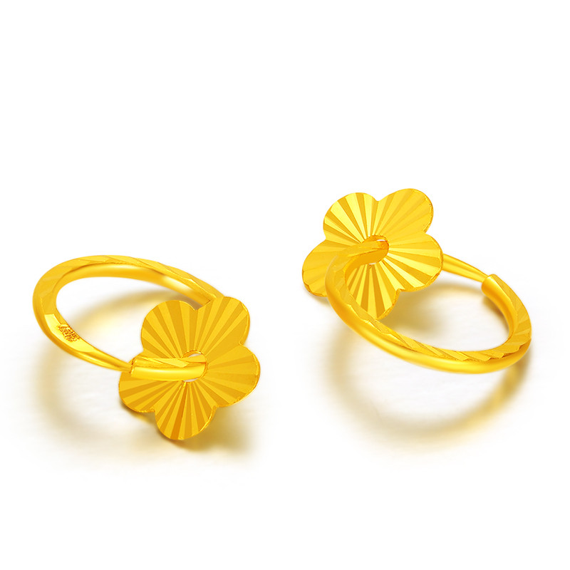 张万福珠宝 黄金足金桃花坠耳环ds-q51006 约2.59g