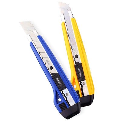 得力(deli) 2043美工刀 大号 旋钮锁定裁纸刀切纸刀刻刀 50mm/5把装