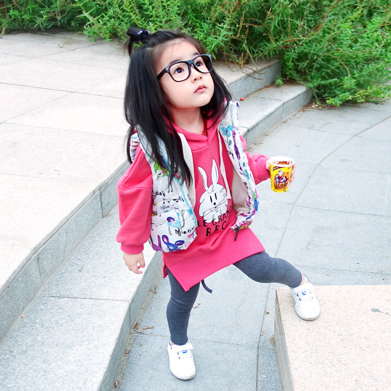 特价童装宝宝秋装加厚连帽卫衣女童卡通t恤123-456岁中小儿童上衣春秋