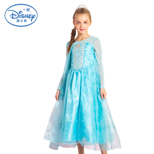 迪士尼DISNEY童装 冰雪奇缘2女童艾莎2连衣裙 冰雪女皇加长款不掉粉公主裙子