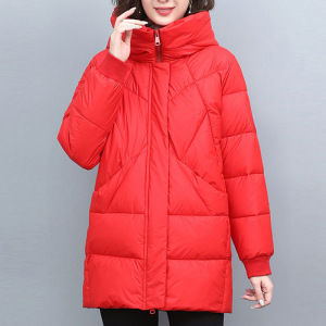 连帽棉衣女中长款冬装时尚新款加厚棉袄大码韩版保暖棉服外套