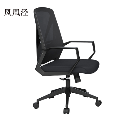 凤凰泾工作椅写字椅舒适靠背书房椅子转椅魅影黑固定扶手(标准款)