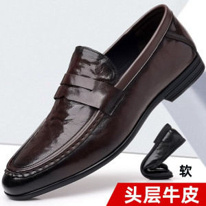 男鞋休闲鞋驾车鞋百搭透气真皮软底豆豆鞋一脚蹬皮鞋男套脚懒人鞋_48242