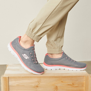 Skechers斯凯奇女鞋新款懒人一脚蹬穿脱运动鞋轻便休闲鞋12980-BBK ZP