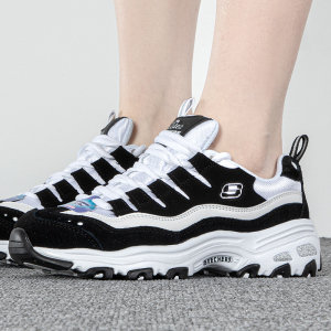 Skechers/斯凯奇女鞋新款熊猫鞋轻质缓震耐磨运动休闲鞋13141-BKW ZP