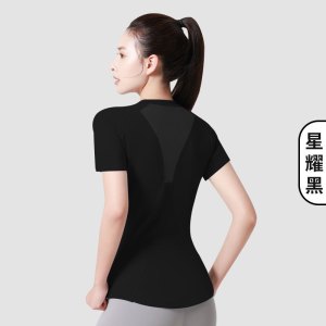速干网纱瑜伽短袖运动健身服显胸塑型透气运动T恤女_1
