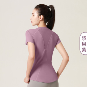 速干网纱瑜伽短袖运动健身服显胸塑型透气运动T恤女