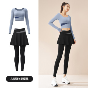 修身瑜伽套装健身衣裸感显瘦室内防走光跑步健身服女